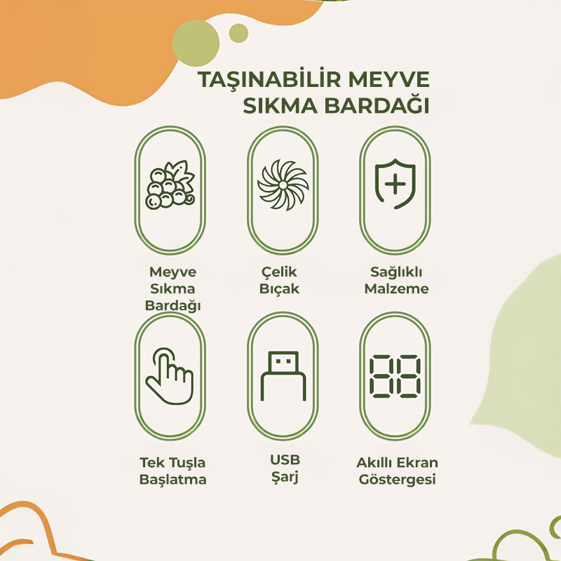 Taşınabilir Meyve Sıkma Bardağı